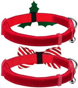 img 3 attached to 🎄 Azuza 2Pack Christmas Kitten Collar: Quick Release, Safe Buckle, Festive Breakaway Cat Collars with Bowtie - Perfect for Kittens and Cats!