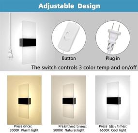 img 1 attached to 🔌 CANMEIJIA 12W LED Wall Lamps Plug in, Adjustable Color Temperature Wall Mounted Light with Cord and Switch, Contemporary Acrylic Wall Lamp Sconce for Bedroom, Living Room, Hallway(1 Pack)