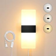 🔌 canmeijia 12w led wall lamps plug in, adjustable color temperature wall mounted light with cord and switch, contemporary acrylic wall lamp sconce for bedroom, living room, hallway(1 pack) логотип