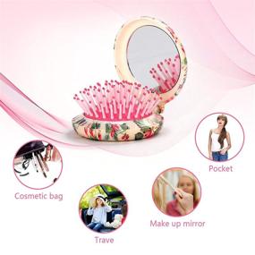 img 1 attached to Travel Hair Brush with Mirror - CANDY BRUSH: Eco-friendly, Cute Flower Design for Hair Straightening, Makeup Mirror Included - Perfect Travel Companion