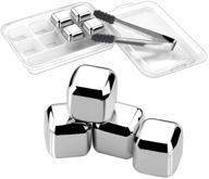 cyimi whiskey ice cubes: 8 pcs stainless steel chilling stones + silicone head tongs + ice cube storage trays - perfect gift for wine, beverage, and beer логотип