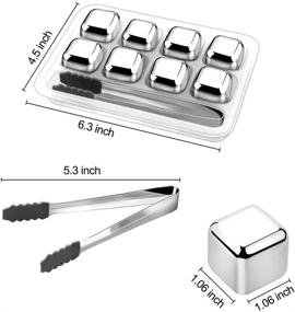 img 3 attached to Cyimi Whiskey Ice Cubes: 8 PCS Stainless Steel Chilling Stones + Silicone Head Tongs + Ice Cube Storage Trays - Perfect Gift for Wine, Beverage, and Beer