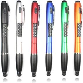 img 4 attached to 🔦 3-in-1 Stylus Pen with LED Flashlight for Smartphones Tablets iPad iPhone Samsung - Set of 6