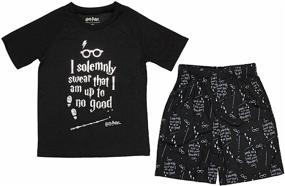 img 4 attached to 🧙 Harry Potter Big Boys 'Up to No Good' Short Sleeve Pajama Set - Intimo