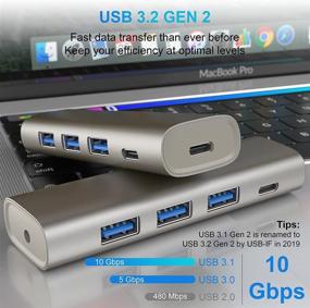 img 3 attached to 🔌 High-Speed 10Gbps USB C Hub Docking Station with USB 3.2 Gen 2 Data Transfer, 3 USB 3.0 Ports, and USB C Port – Compatible with MacBook, Surface, Samsung Galaxy, and More