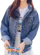 saukiee oversized distressed boyfriend trucker women's clothing and coats, jackets & vests logo