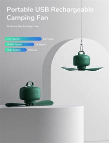 img 2 attached to 🏕️ JISULIFE 9000mAh Mini USB Camping Fan Battery Operated – Portable Rechargeable Tent Fan with Remote Control, Detachable Blades, Timer, and Hanging Hook, 4 Speeds for Outdoor Dorm-Green