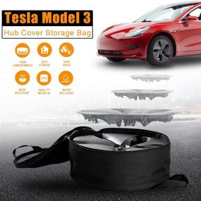 img 3 attached to 👜 ROCCS Tesla Model 3 - 18" Aero Wheel Cover / Model Y - 19" Gemini Hubcap Storage Bag: Waterproof Carrying Bag for Wheel Cover Spare, with Protector Function