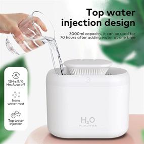 img 3 attached to 🌬️ 3L Bedroom Humidifier: Ultrasonic, Night Light, 2 Mist Outlets, Auto Shut-off - Ideal for Baby, Plants, and White Air