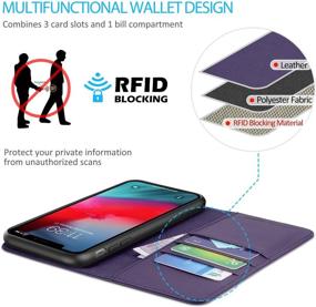 img 2 attached to 📱 SHIELDON Genuine Leather iPhone Xs Max Case – Magnetic Wallet Case with Kickstand, RFID Card Slots, Auto Sleep/Wake – Purple (2018 Release)