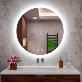 img 3 attached to 🪞 TokeShimi 36 Inch LED Round Mirror: Wall Mounted Dimmable Vanity Mirror for Bathrooms - Large, Anti-Fog, Lighted Makeup Mirror with Memory Function