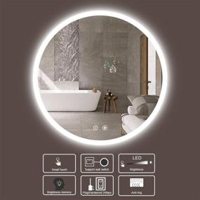 img 2 attached to 🪞 TokeShimi 36 Inch LED Round Mirror: Wall Mounted Dimmable Vanity Mirror for Bathrooms - Large, Anti-Fog, Lighted Makeup Mirror with Memory Function