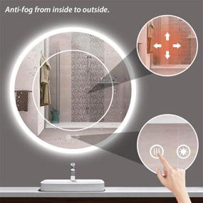 img 1 attached to 🪞 TokeShimi 36 Inch LED Round Mirror: Wall Mounted Dimmable Vanity Mirror for Bathrooms - Large, Anti-Fog, Lighted Makeup Mirror with Memory Function