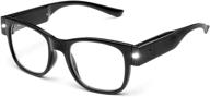 black oushiun usb rechargeable led reading glasses smart lighted eyewear for women & men 2.0x - improve your seo logo