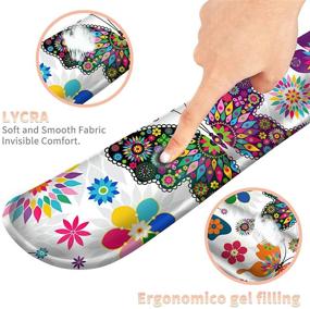 img 3 attached to Enhanced Ergonomic Keyboard and Mouse Pad Set: Comfortable Wrist Rests with Colorful Butterfly Design for Home Office [+ Bonus Cute Coasters]