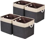 📦 univivi 13 inch cube storage bins 4 pack - collapsible storage baskets with durable cotton carry handles for shelf, closet, nursery, home, office organizing - black logo