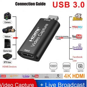 img 2 attached to Высокоопределенная видеозахватная карта: 1080p 60 кадров в секунду HDMI в USB 📹 3.0 для зеркальных камер и видеокамер - идеально подходит для вещания, встреч и многое другое! (черный)