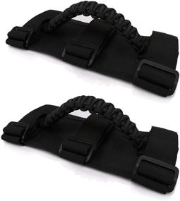 img 3 attached to 🔒 Black Paracord Grab Handles for 2-3 Inch Roll Bars, Ideal for Most Jeep Wrangler Models - Pack of 2