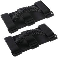 🔒 black paracord grab handles for 2-3 inch roll bars, ideal for most jeep wrangler models - pack of 2 logo
