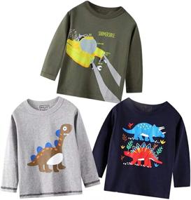 img 4 attached to 🦖 Dinosaur-themed Miss Bei Long Sleeve Boys' Clothing: Tees, Shirts, and Tops