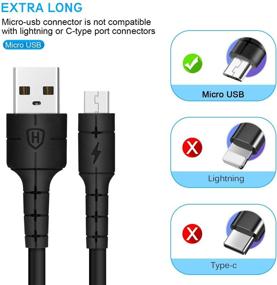 img 3 attached to Высокоскоростной кабель Micro USB для Android [2Pack 6.6FT] - зарядное устройство и синхронизационный шнур для PS4, Xbox, PS Vita, Kindle Fire, Echo Dot, электронных читалок, Samsung Galaxy S3/S4/S6/Edge/S7, LG, Motorola