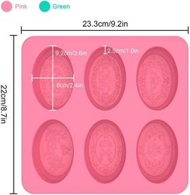 img 2 attached to Силиконовые формы для мыла Acerich - 2 упаковки овальных форм на 6 ячеек для изготовления мыла, пудинга, маффина, хлеба, брауни, кукурузного хлеба, торта, мусса - розовые и зеленые.