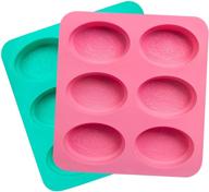 🐾 acerich silicone soap molds - 2 packs of 6-cavity oval molds for soap making, pudding, muffin, loaf, brownie, cornbread, cake, mousse - pink and green logo