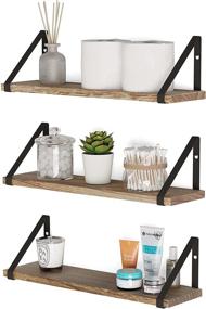 img 4 attached to Rustic Wood Floating Shelves Set for Wall, Laundry and Bathroom Storage - Wallniture Ponza