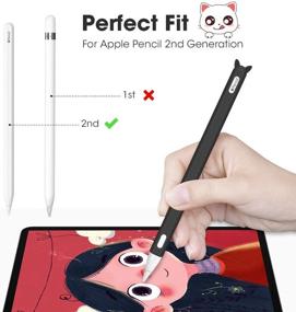 img 3 attached to Apple Pencil 2nd Generation Silicone Case: Cute Soft Grip Sleeve with Pocket Cover for iPad Pro 11/12.9 2018 - Black