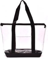 ✨ stylish and practical clear tote bag with zipper closure, long shoulder strap, and fabric trimming in black logo