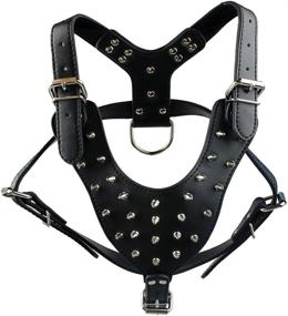 img 2 attached to 🐶 Spiked Studded Leather Dog Collars, Harnesses & Leashes 3-Piece Matching Set for Medium & Large Pitbulls and Boxers