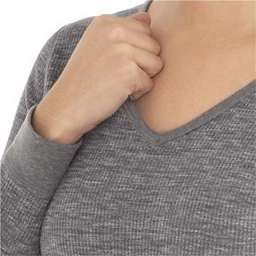 img 1 attached to 👕 Micro Waffle Thermal V-Neck for Women by Fruit of the Loom