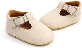 img 2 attached to Stylish Timatego Baby Girl Mary Jane Flats: Non Slip, 👶 Soft Sole First Walker Shoes for Wedding, Princess Dress & Everyday Wear