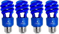💡 bluex cfl light bulbs 4-pack - 13w spiral replacement bulbs for bug bulb colored illumination - indoor/outdoor decorative lighting (blue) логотип