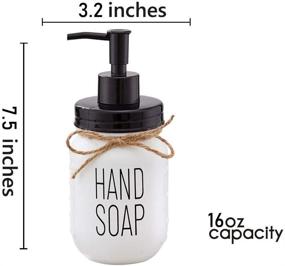 img 3 attached to 🧼 Rustic White Glass Mason Jar Hand Soap Dispenser with Black Plastic Pump and Lid - 16 oz. - Rust-Proof - Stylish Bathroom Accessories & Kitchen Home Decor (1-Pack)