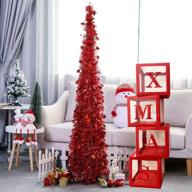 christmas decorations: large red transparent xmas box blocks for festive party decor, home & fireplace centerpieces, photo booth props & balloon boxes логотип