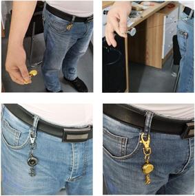 img 3 attached to 🔑 JCBIZ 1PCS Retractable Key Chain with Hook - Zinc Alloy Anti-Lose High Resilient Stretch Key Ring Holder Tool - Telescopic Rope in Gold