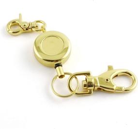 img 1 attached to 🔑 JCBIZ 1PCS Retractable Key Chain with Hook - Zinc Alloy Anti-Lose High Resilient Stretch Key Ring Holder Tool - Telescopic Rope in Gold