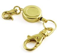 🔑 jcbiz 1pcs retractable key chain with hook - zinc alloy anti-lose high resilient stretch key ring holder tool - telescopic rope in gold логотип