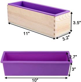 img 1 attached to 🔮 Ogrmar Silicone Soap Molds Kit: 42oz Wooden Rectangular Mold with Stainless Steel Scrapers - Perfect for Soap Cake Making (Purple)