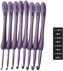 img 1 attached to 🎀 Set of 8 Purple Aluminium Alloy Crochet Hooks with Ergonomic Handles for Knitting Hats, Sweaters, Baby Socks, and Scarves