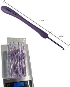 img 2 attached to 🎀 Set of 8 Purple Aluminium Alloy Crochet Hooks with Ergonomic Handles for Knitting Hats, Sweaters, Baby Socks, and Scarves