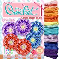 🧶 all-in-one crochet kit: 16 cotton size 3 skeins, hooks, needles, instruction book, stitch markers, coaster beginner set logo