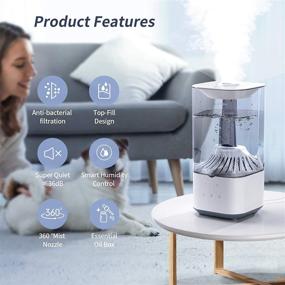 img 3 attached to 🌬️ SmartDevil Ultrasonic Cool Mist Humidifier, 4.5L Top Fill for Bedroom & Large Room, Quiet Air Humidifier with Constant Humidity Control, Essential Oil Tray for Home, Office, Baby, Plants