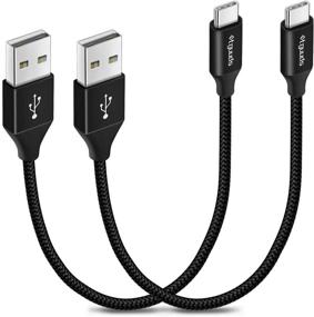 img 4 attached to etguuds 1ft USB Type C Cable - Fast Charging Braided Cord for 🔌 Samsung Galaxy S20 S10 S9 S8, Note 20 10 9 8, Moto G7 G8 [2-Pack]