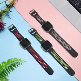 img 3 attached to 📱 3 пакета мягких силиконовых спортивных ремешков для замены на Fitbit Versa/Versa 2/Versa Lite - Совместимо с мужчинами и женщинами - Ремешки от Vanet для браслета Fitbit Versa 2/Versa Special Edition (Малый размер)