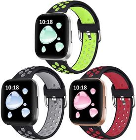 img 4 attached to 📱 3 пакета мягких силиконовых спортивных ремешков для замены на Fitbit Versa/Versa 2/Versa Lite - Совместимо с мужчинами и женщинами - Ремешки от Vanet для браслета Fitbit Versa 2/Versa Special Edition (Малый размер)