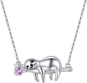 img 4 attached to 🦥 Sloth Gifts Sterling Silver Pendant Necklace: A Charming Birthstone Jewelry for Women and Girls - Perfect Christmas or Birthday Gift!