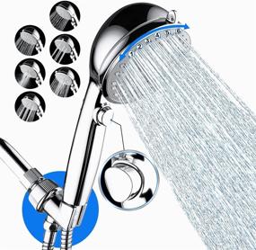 img 4 attached to New Generation High Pressure Shower Head with Handheld - 6 Spray Settings, ON/Off Switch, Extra Long Hose, and Holder - Chrome Finish