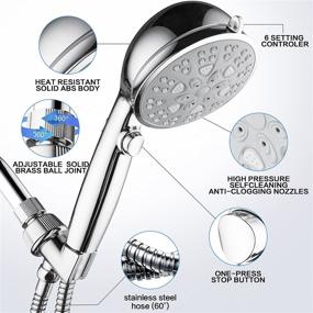 img 1 attached to New Generation High Pressure Shower Head with Handheld - 6 Spray Settings, ON/Off Switch, Extra Long Hose, and Holder - Chrome Finish